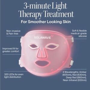 NWT Solawave Red Light Mask Wrinkle Retreat Pro LED Face Mask